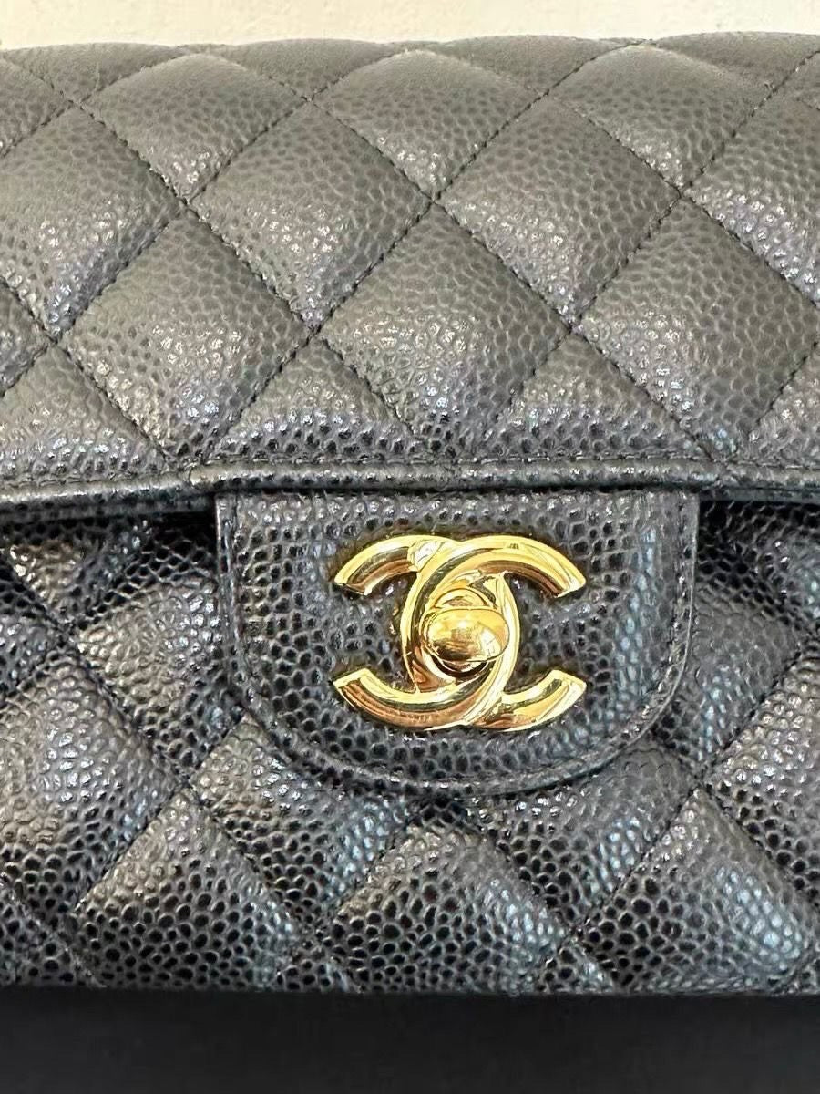 Chanel Classic flap small in black caviar GHW series 30, full set w receipt.