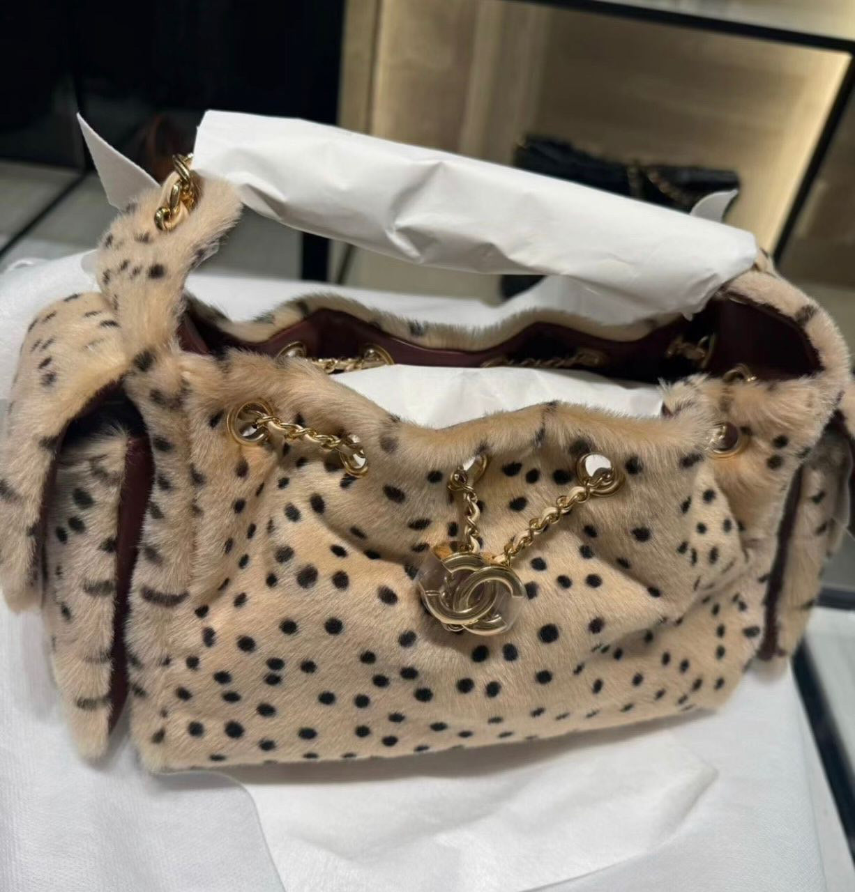 Chanel 25 mini leopard GHW Fullset w receipt