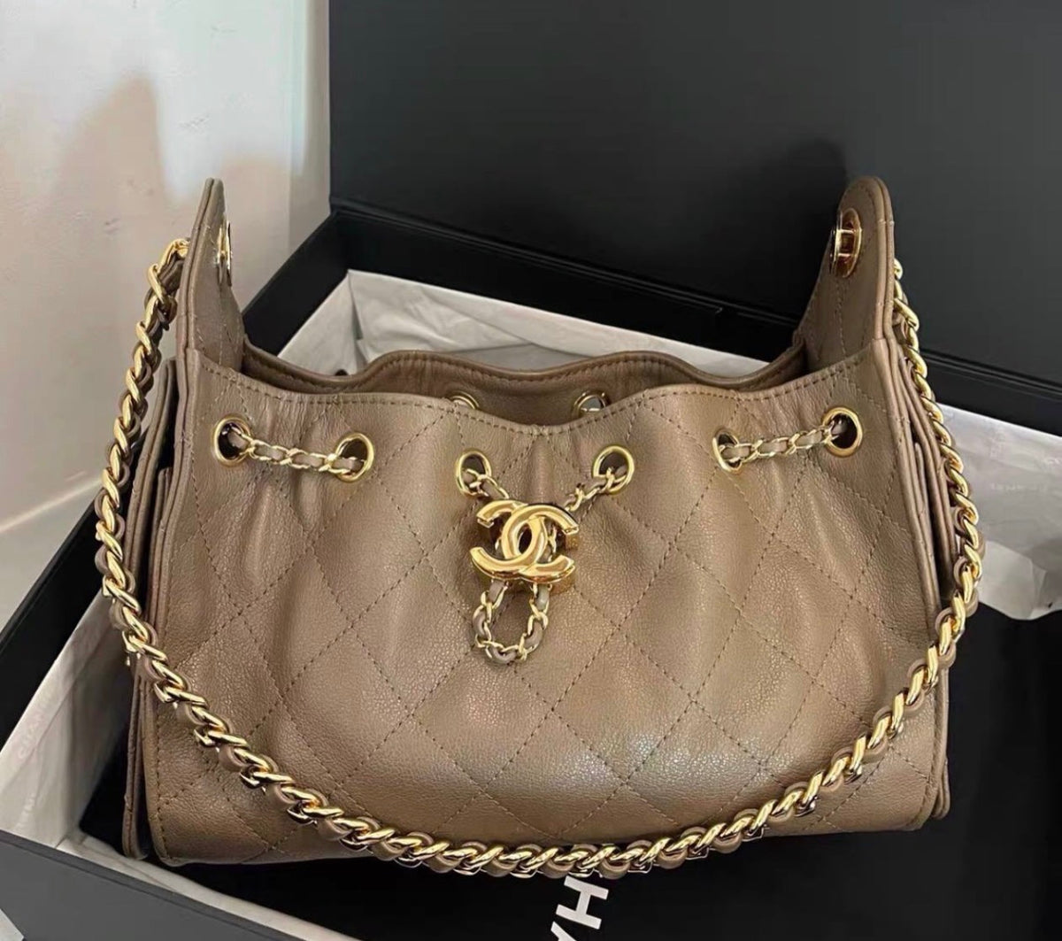 Chanel Mini 25 Bag in Taupe (dark khaki ) Calfskin GHW - microchip ( 1st payment)