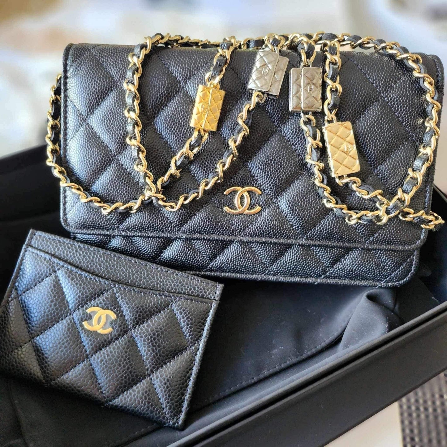 Chanel Classic limited WOC in caviar Black GHW- microchip.