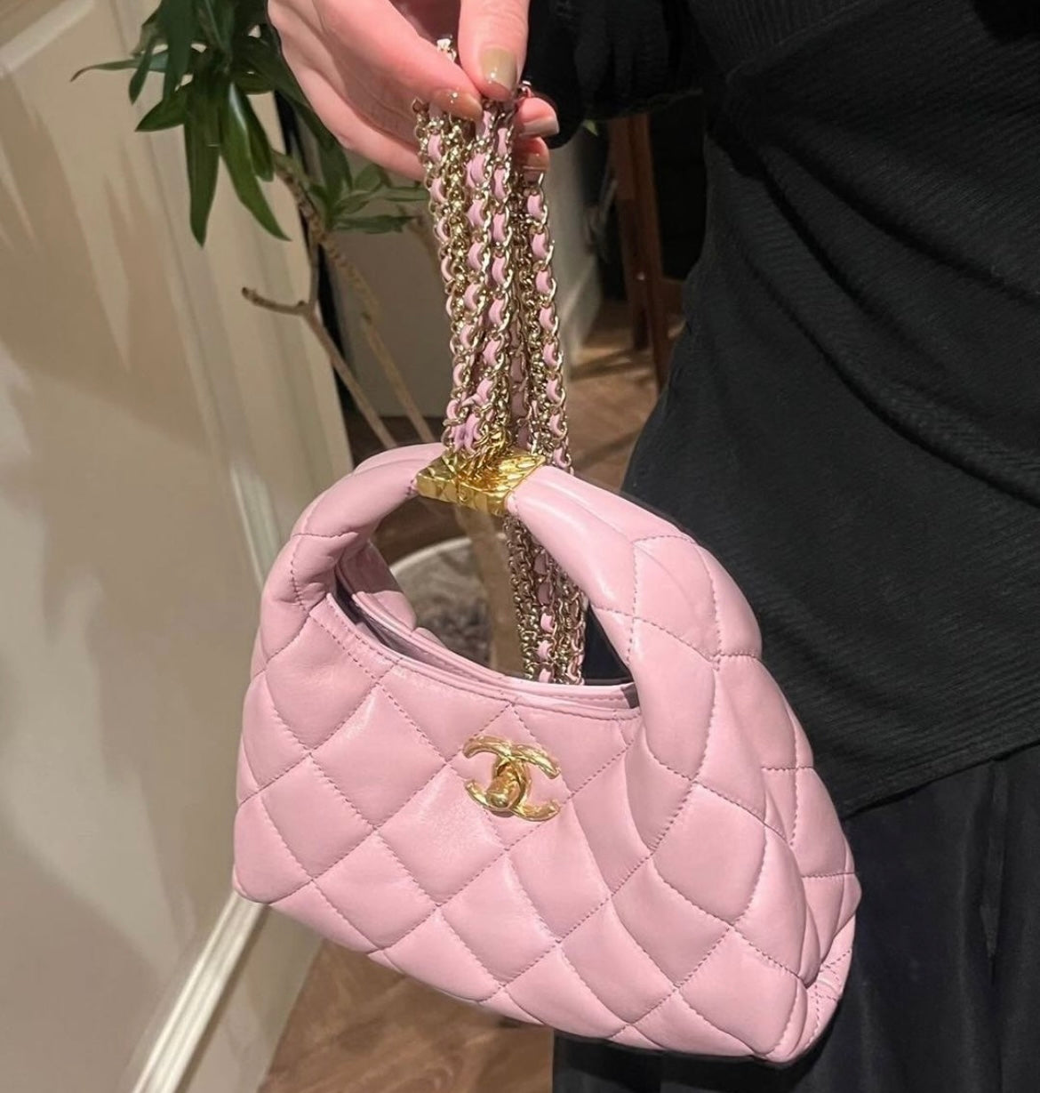 Chanel 24A Mini Hobo Multichain in Pink Lambskin GHW