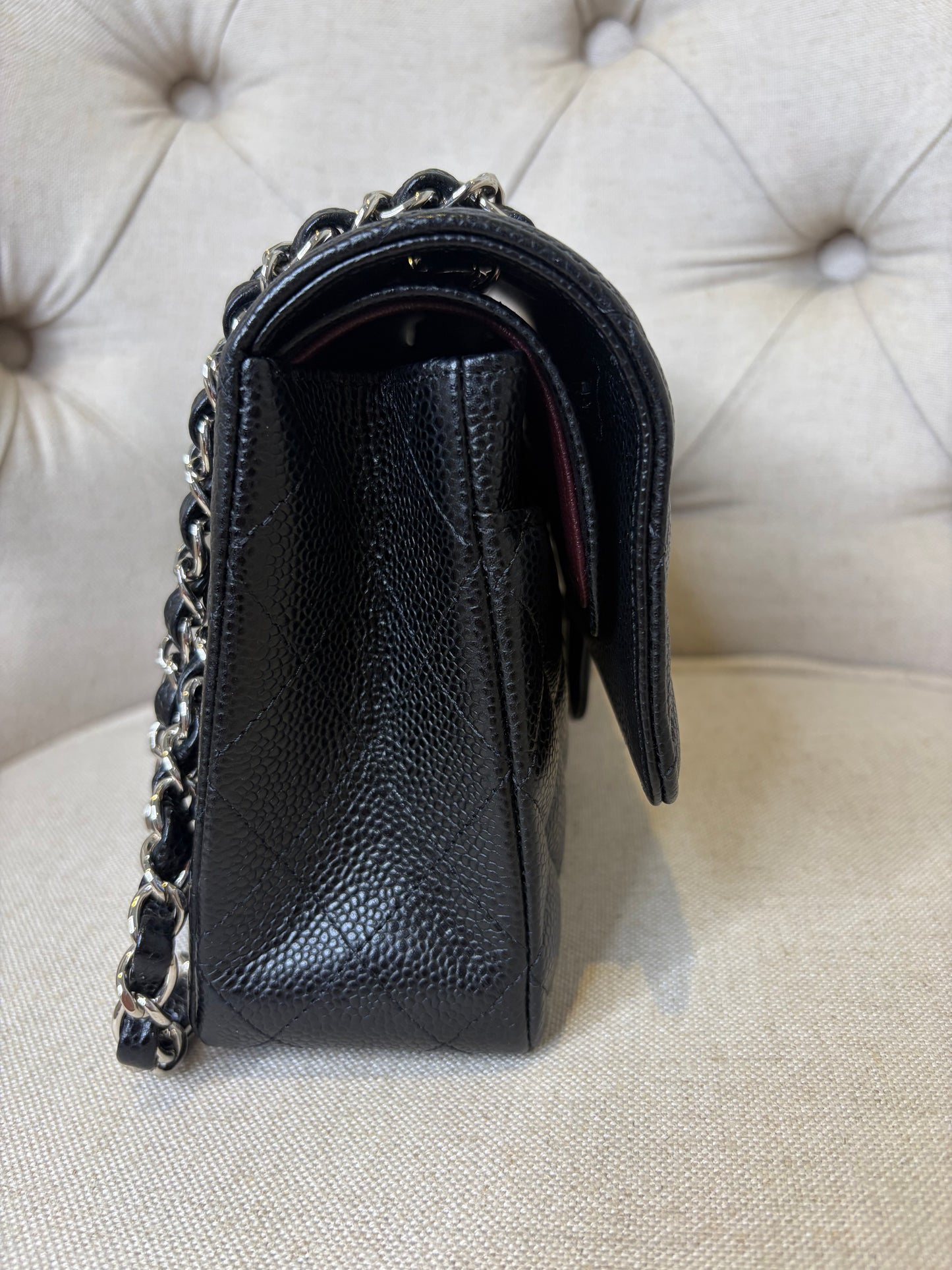 Chanel Classic Medium in Black Caviar SHW series 26(2018). Fullset w receipt
