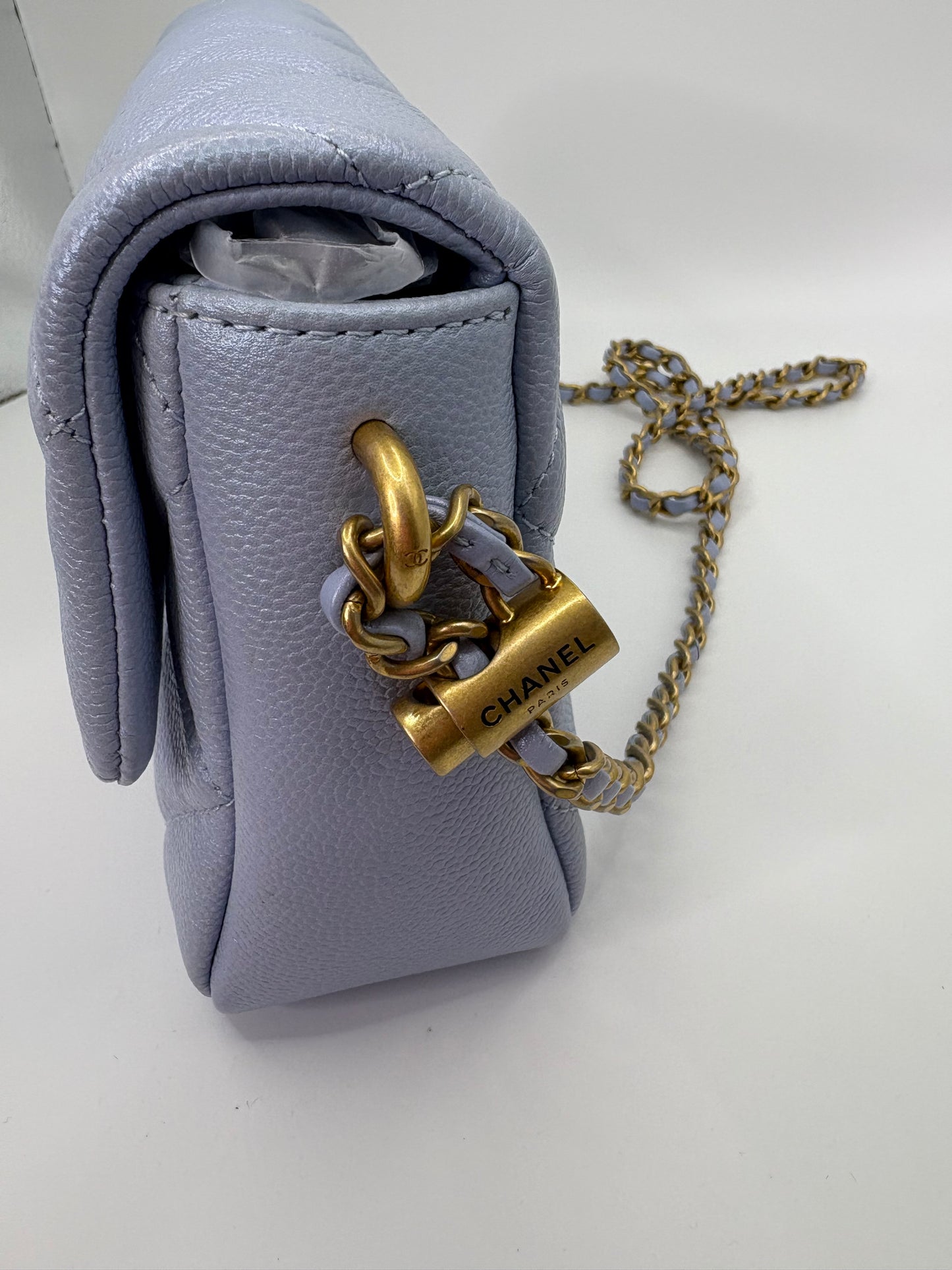 Chanel My Perfect Mini Flap in Blue caviar GHW-Microchip. Fullset w receipt.