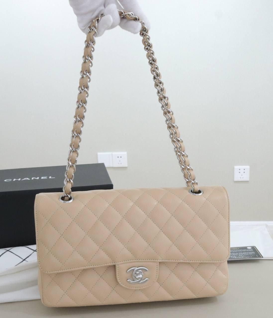 Chanel Classic Flap Medium in Beige Caviar SHW - series 26