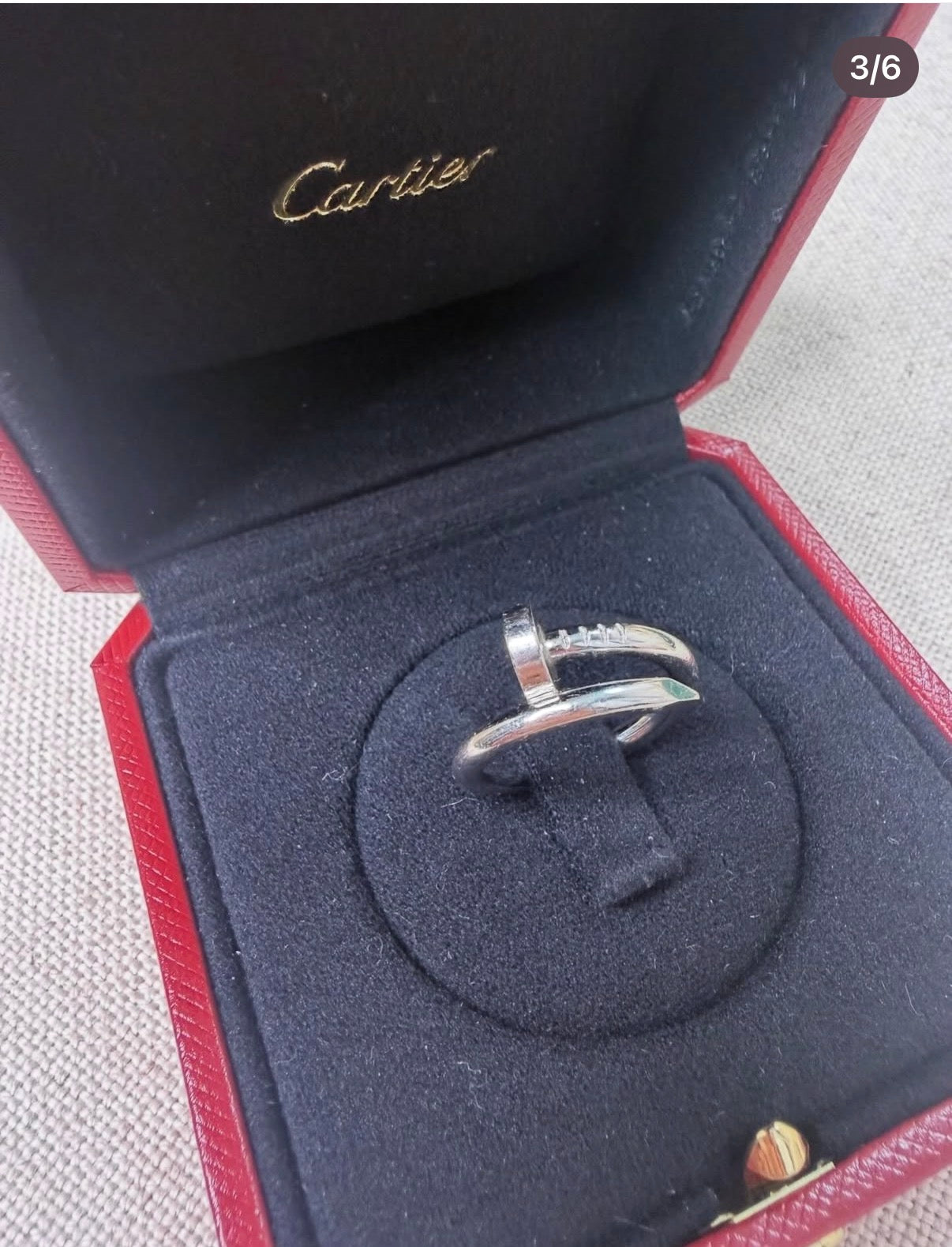 Cartier Juste Un Clou Ring Classic model in White Gold Size 50.  Comes w box & Certificate