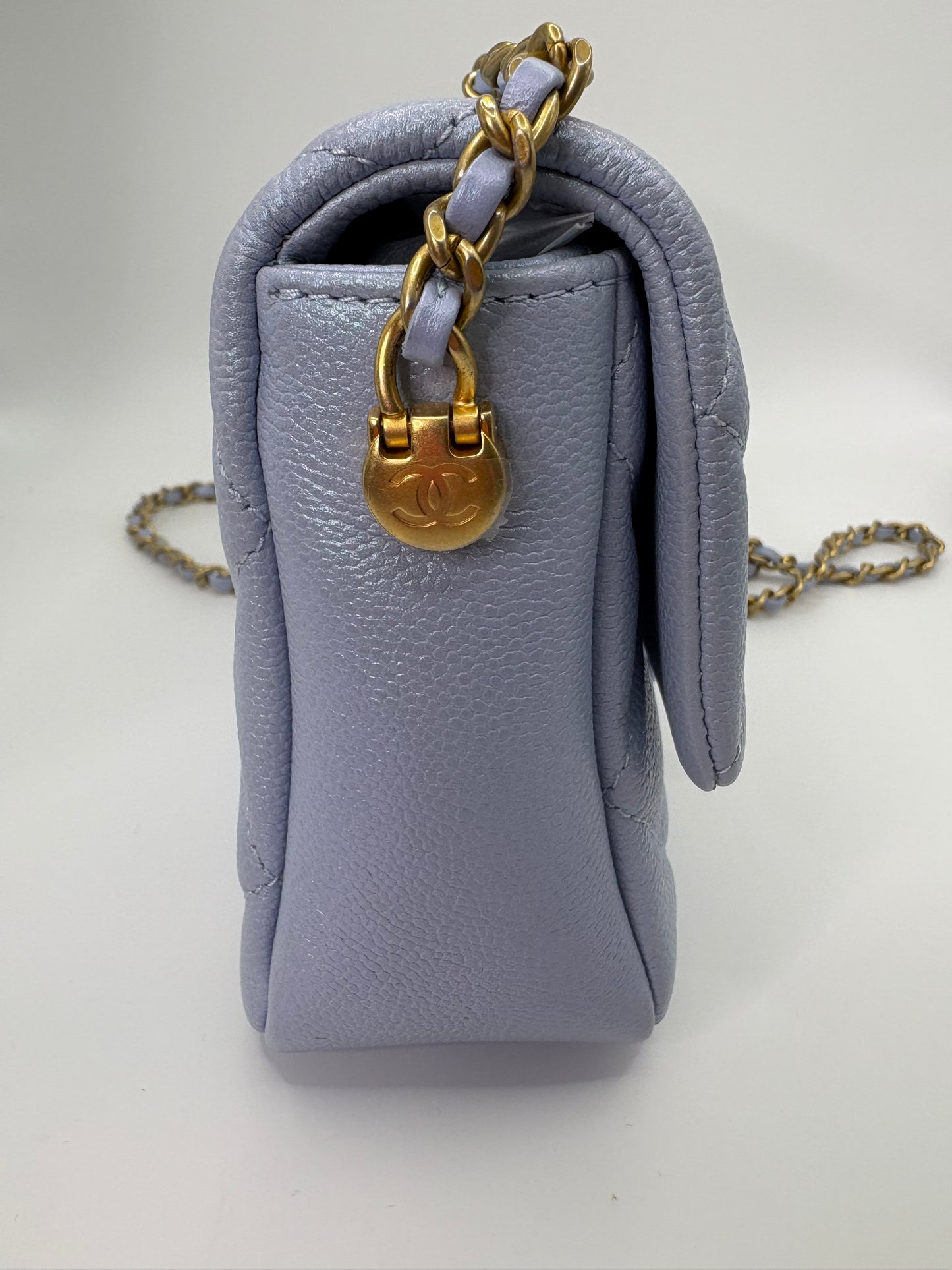 Chanel My Perfect Mini Flap in Blue caviar GHW-Microchip. Fullset w receipt.