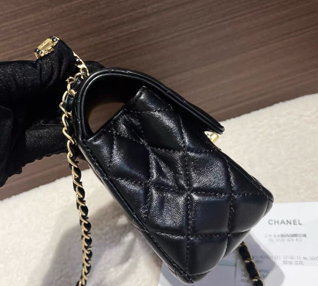 Brand New Chanel 24C Crystal Top Handle Flap Bag in Black Lambskin GHW - microchip. Full set w receipt.