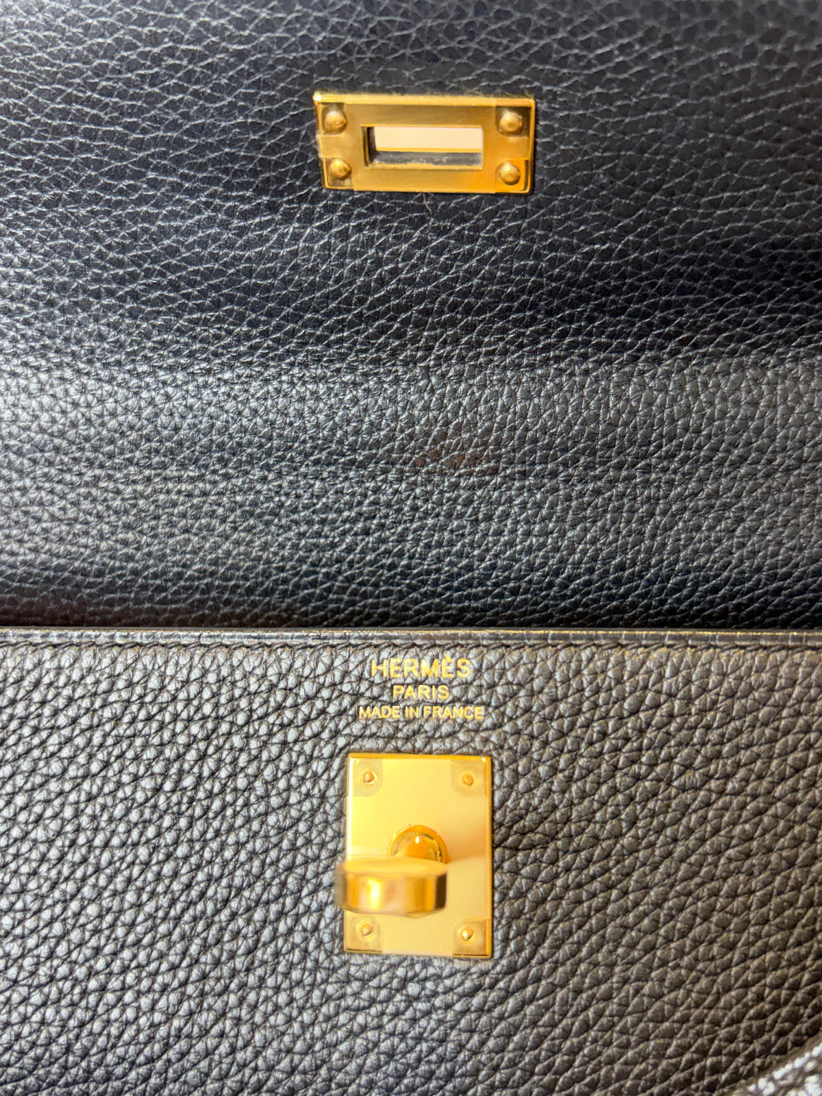Hermes Kelly 25 in black Togo GHW C stamp(2018)
