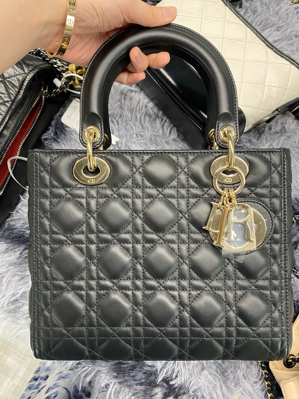 Lady Dior Medium in Black Cannage Lambskin GHW (Year 2020)
