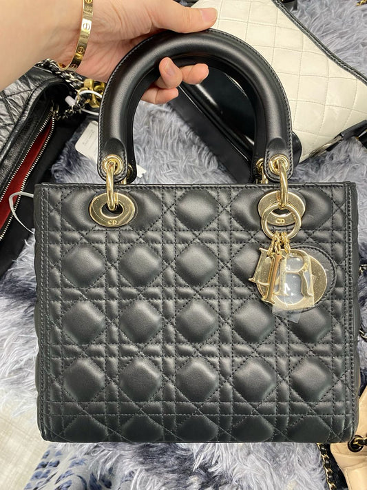 Lady Dior Medium in Black Cannage Lambskin GHW (Year 2020)