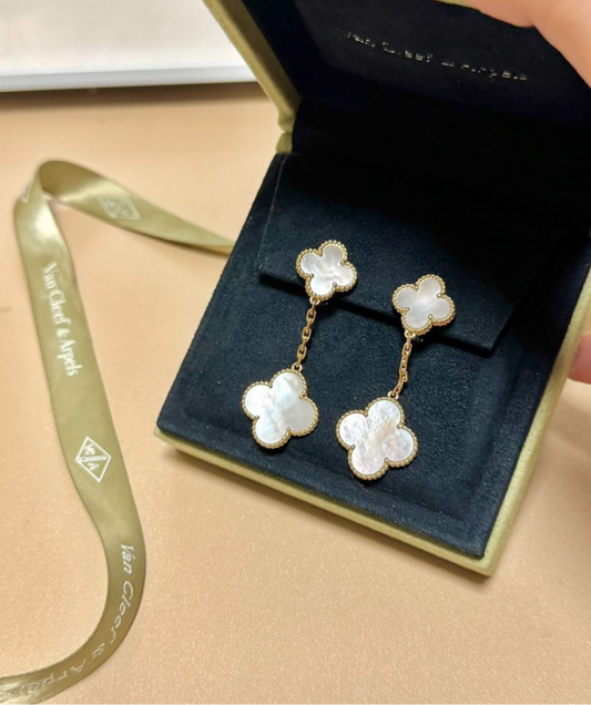 Van Cleef & Aprels  vintage Alhambra earrings in 18k yellow gold mother of pearl -year 2018.