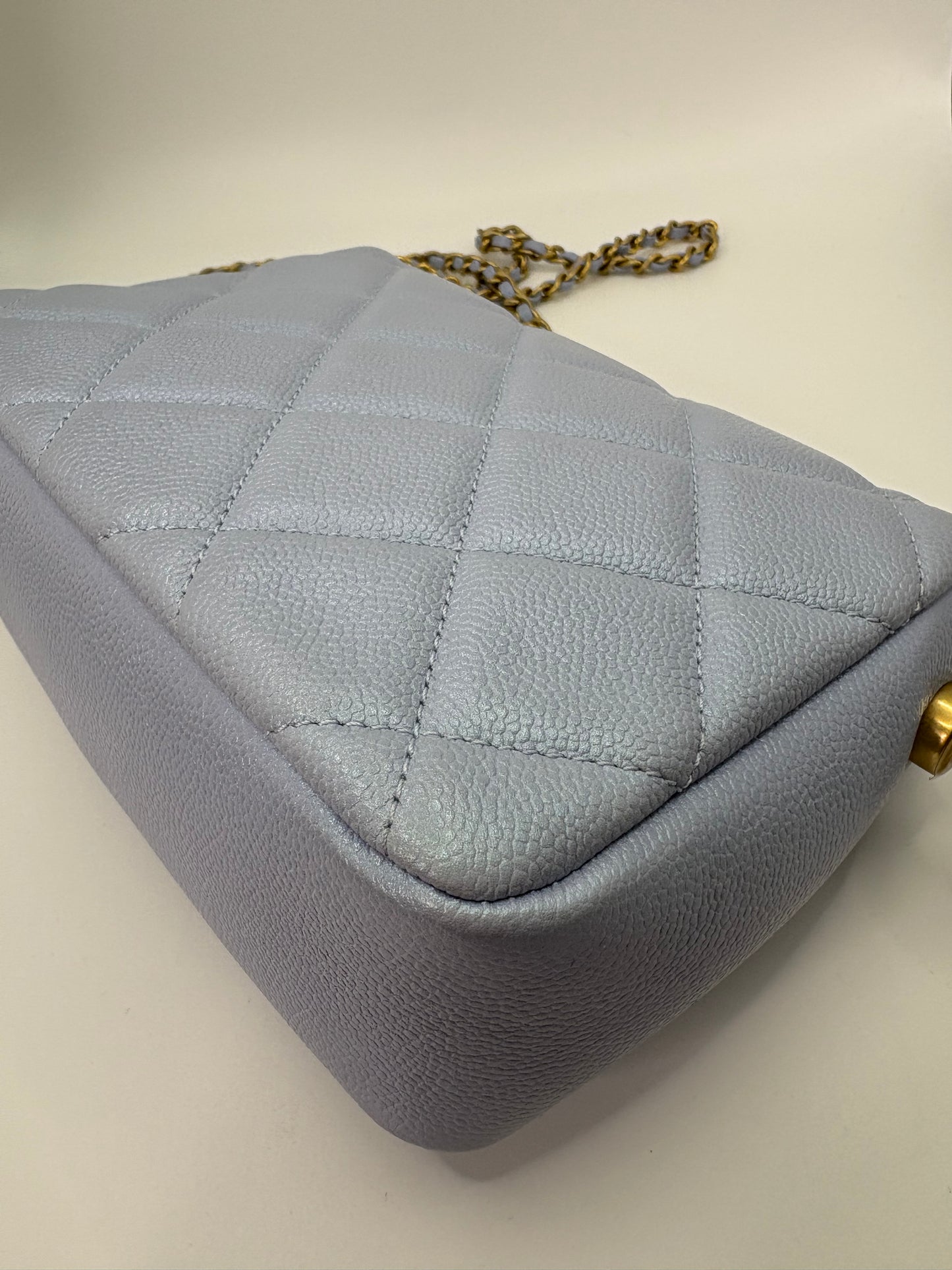 Chanel My Perfect Mini Flap in Blue caviar GHW-Microchip. Fullset w receipt.