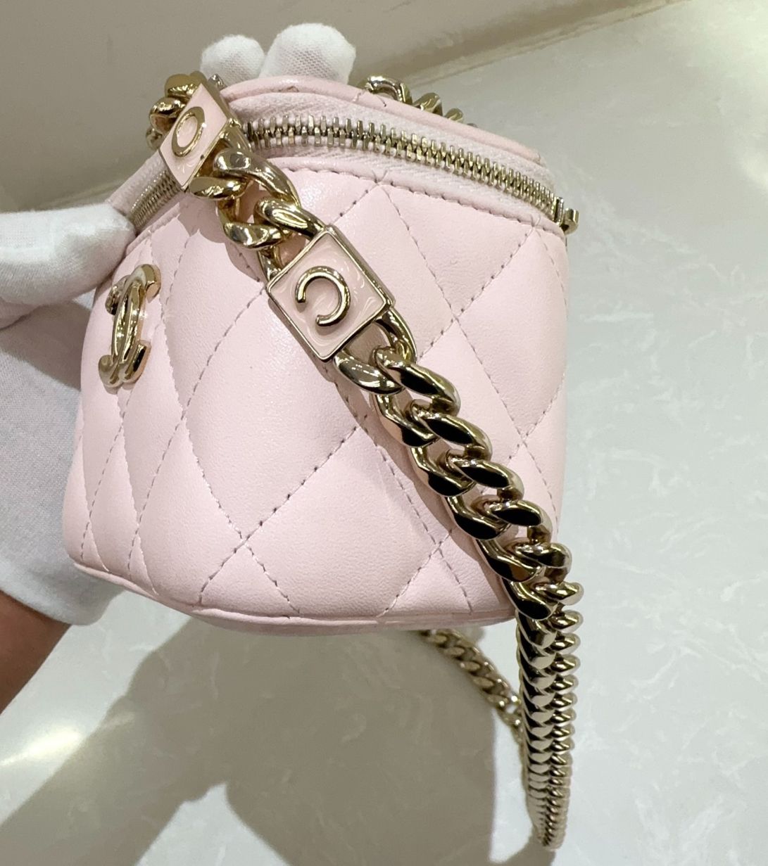 Chanel 22S Mini Vanity Case Coco Chain in Pink Lambskin GHW - series 32