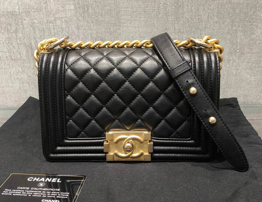 CHANEL Boy Small in Black Calfskin GHW - series 24 (2017/2018)