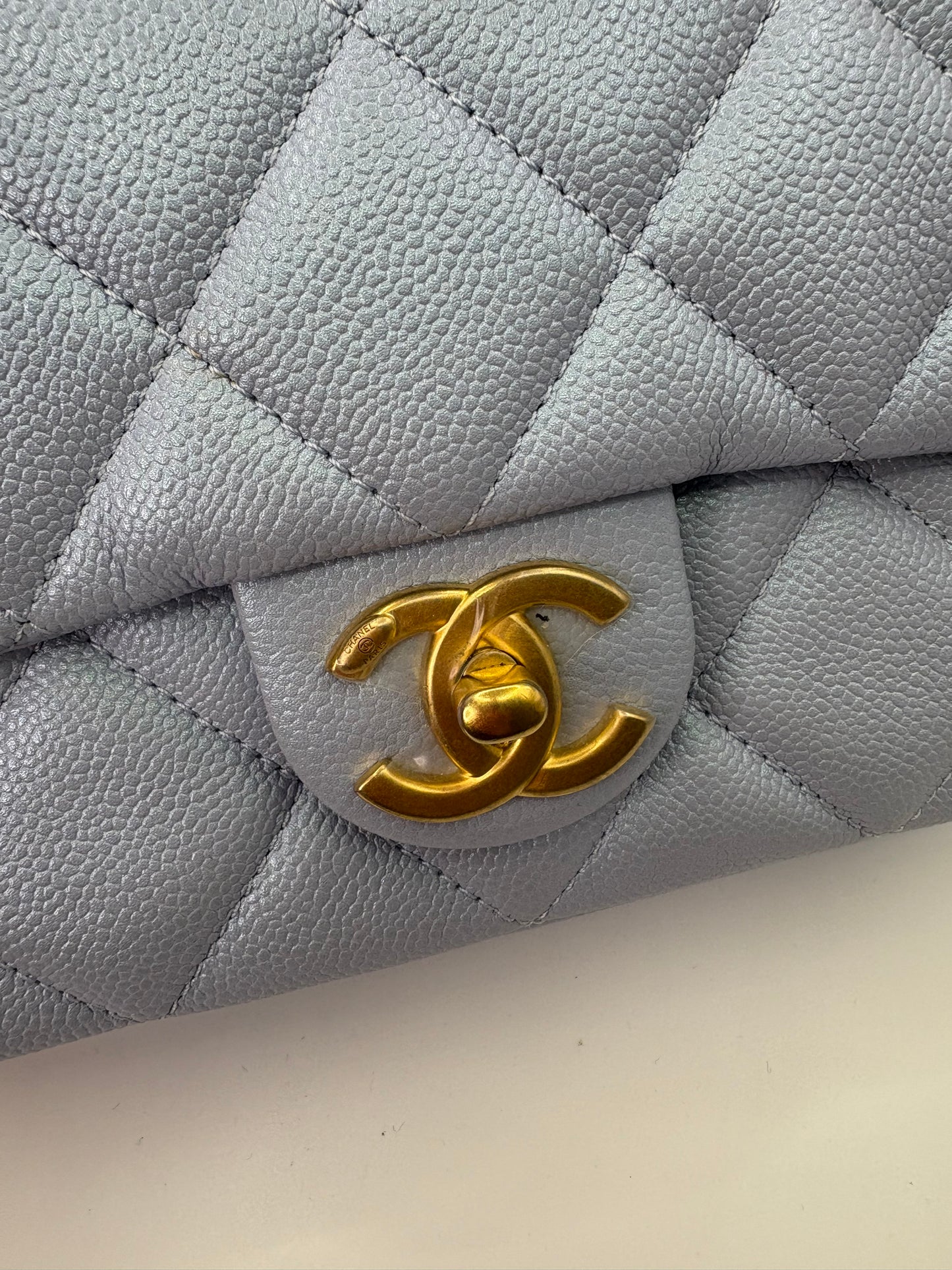 Chanel My Perfect Mini Flap in Blue caviar GHW-Microchip. Fullset w receipt.