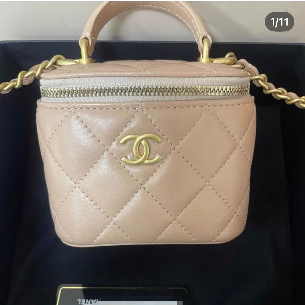 CHANEL Top Handle Mini Vanity in Biege Lambskin GHW series 31
