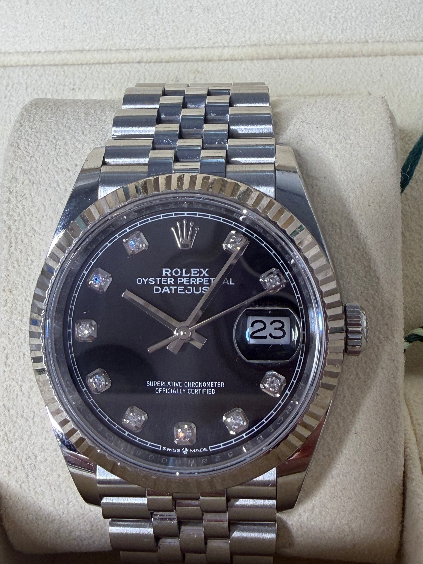 Women’s Rolex Datejust 36 Black Dial with Diamonds Oystersteel Jubilee -Year 2021