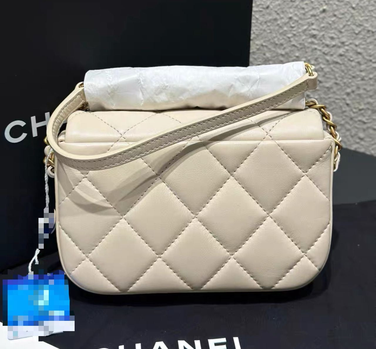 CHANEL Mini Flap Bag in Beige Lambskin GHW - series 30 (2020).
Kept Unused