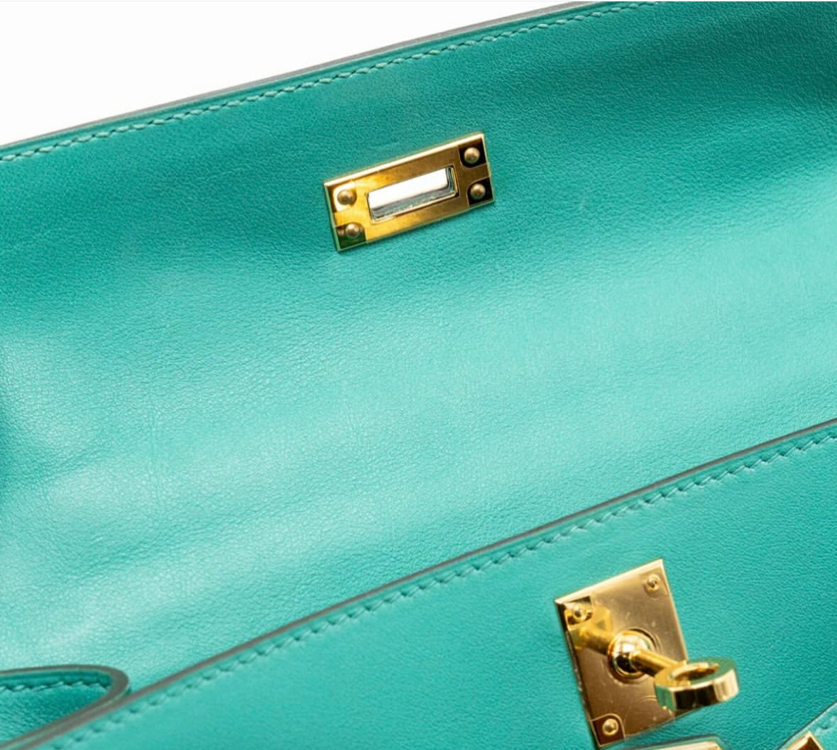 Hermes Kelly Pochette Swift Vert Verone GHW- C stamp(2018). Fullset with receipt)(Australia seller).