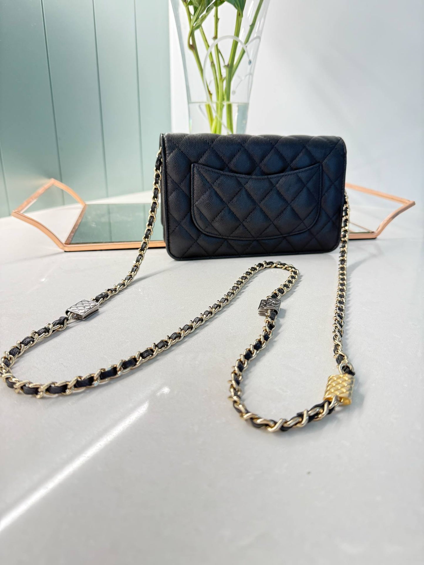 Chanel Classic limited WOC in caviar Black GHW- microchip.
