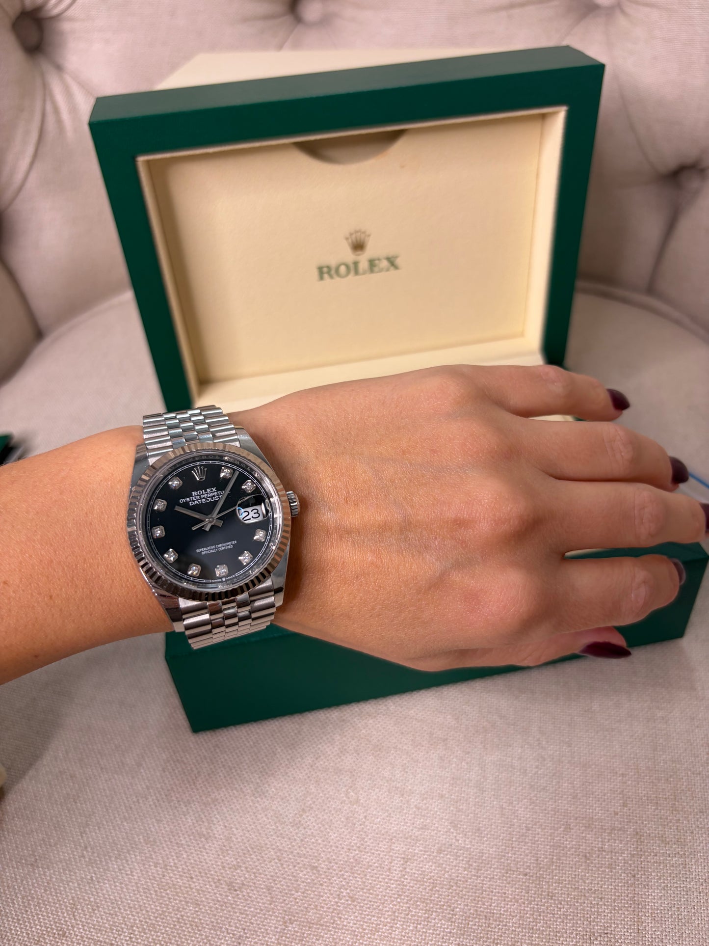 Women’s Rolex Datejust 36 Black Dial with Diamonds Oystersteel Jubilee -Year 2021
