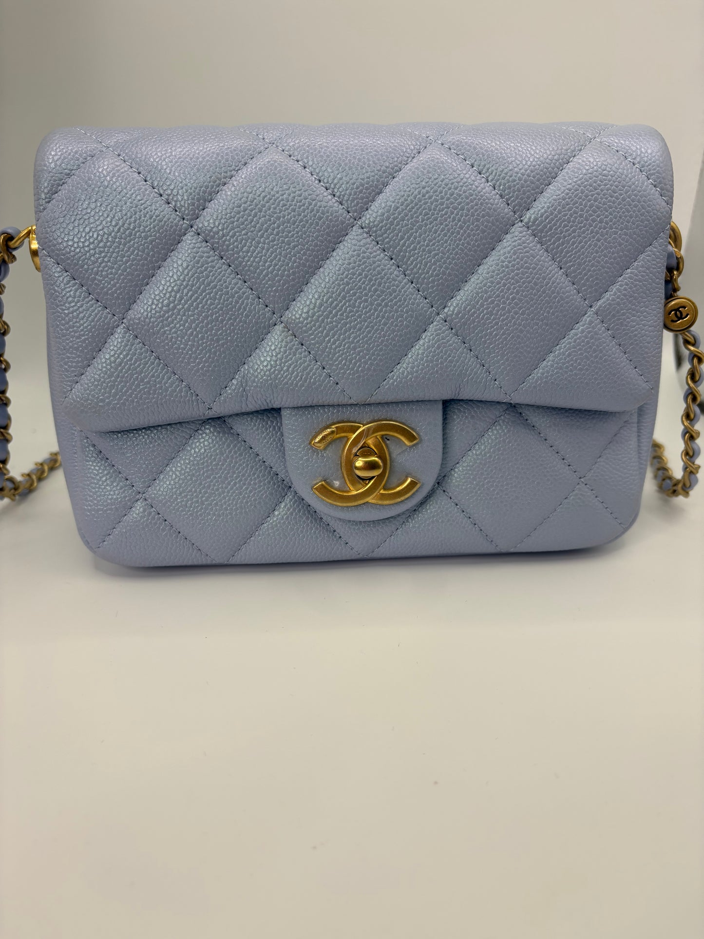 Chanel My Perfect Mini Flap in Blue caviar GHW-Microchip. Fullset w receipt.