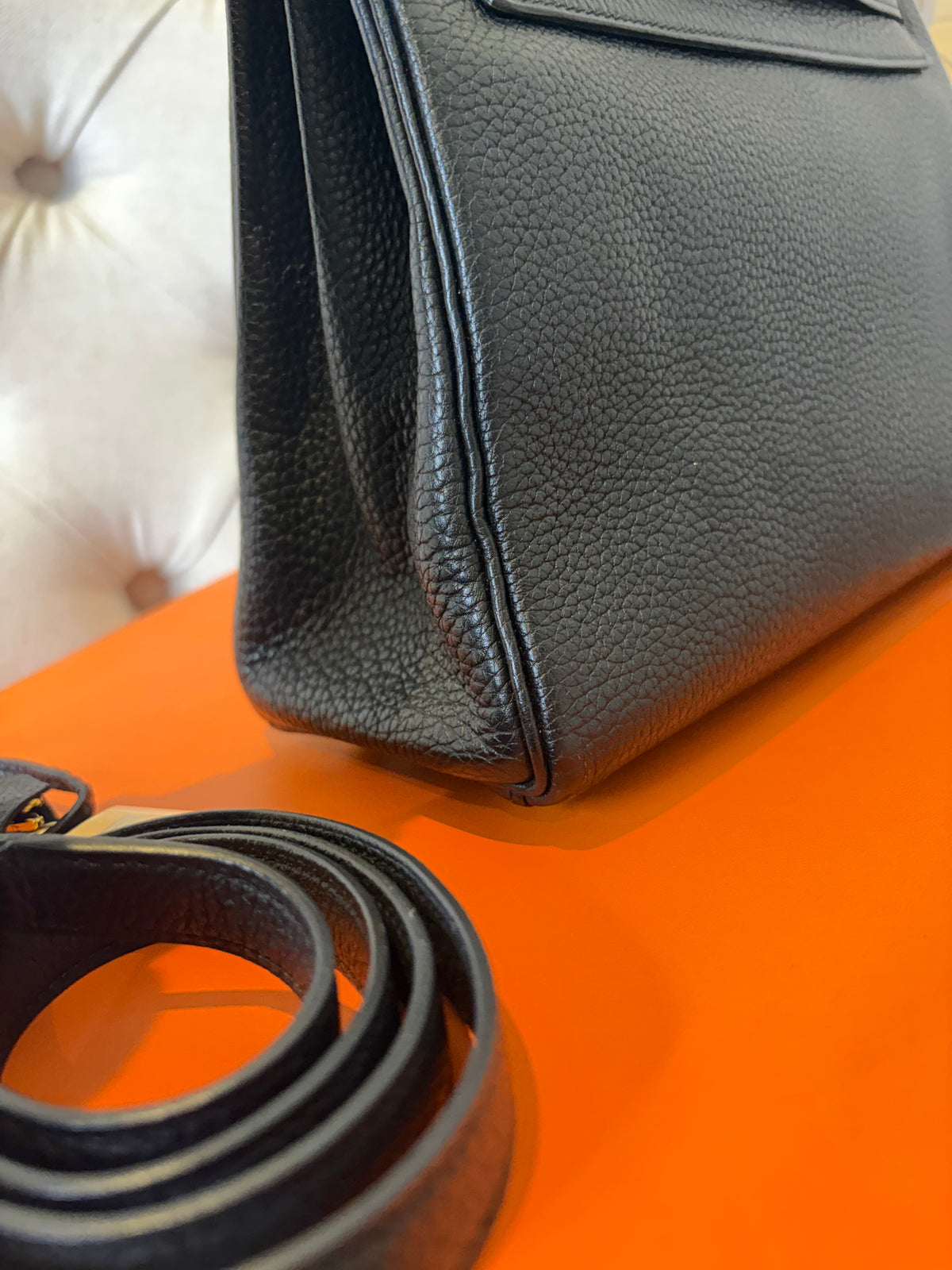 Hermes Kelly 25 in black Togo GHW C stamp(2018)