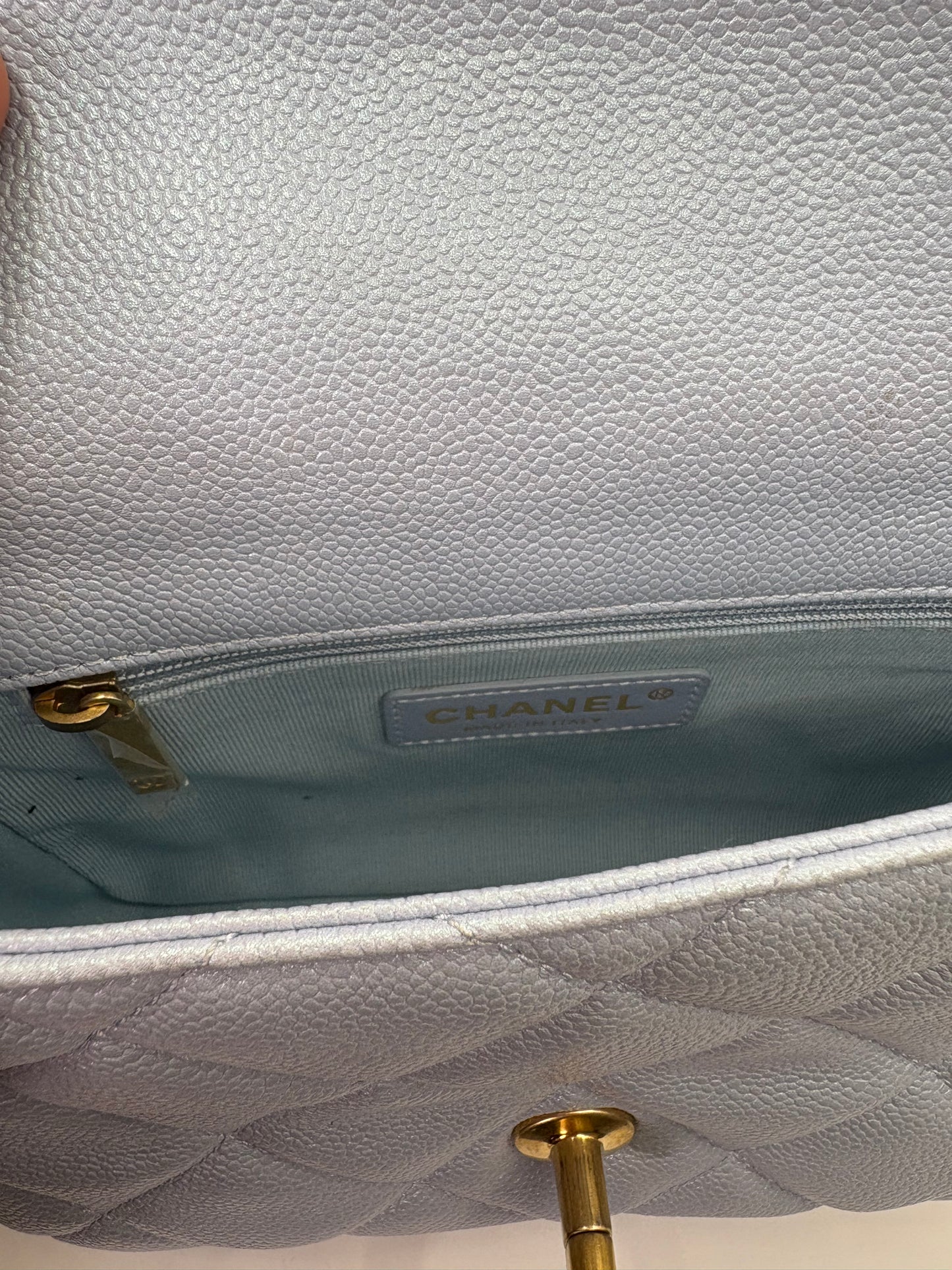 Chanel My Perfect Mini Flap in Blue caviar GHW-Microchip. Fullset w receipt.