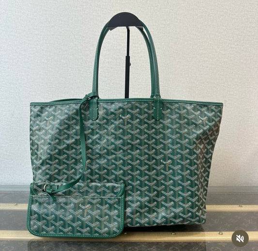 Goyard St Louis PM Tote in Green Canvas