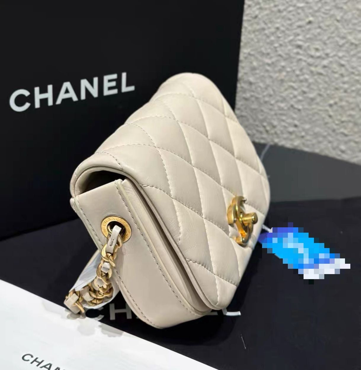 CHANEL Mini Flap Bag in Beige Lambskin GHW - series 30 (2020).
Kept Unused