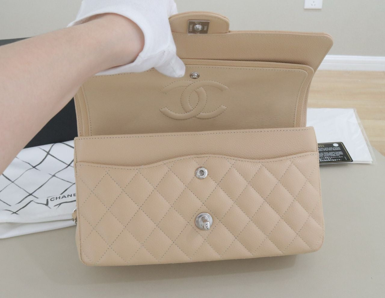 Chanel Classic Flap Medium in Beige Caviar SHW - series 26