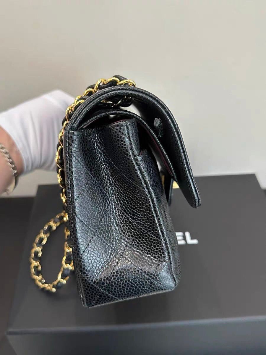 Chanel Classic flap small in black caviar GHW series 30, full set w receipt.
