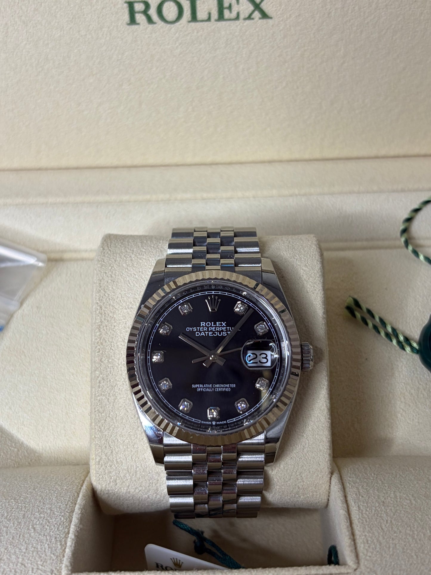 Women’s Rolex Datejust 36 Black Dial with Diamonds Oystersteel Jubilee -Year 2021
