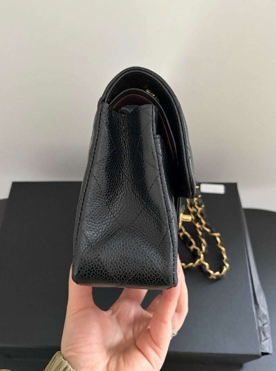 Chanel Classic flap small in black caviar GHW series 30, full set w receipt.