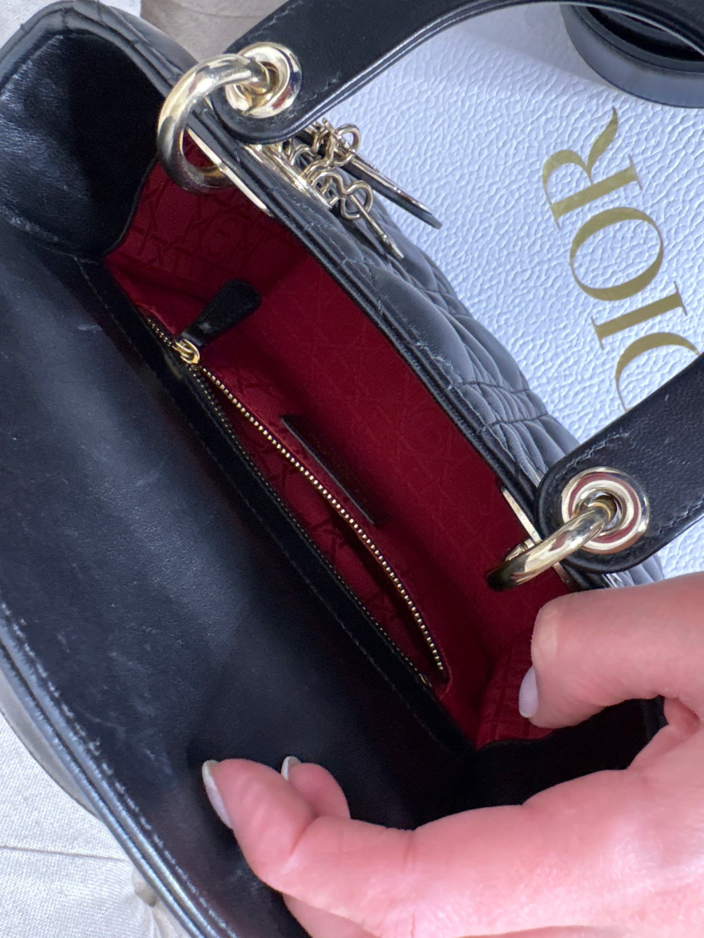 Small Lady Dior in Black Cannage Lambskin GHW. Comes with box