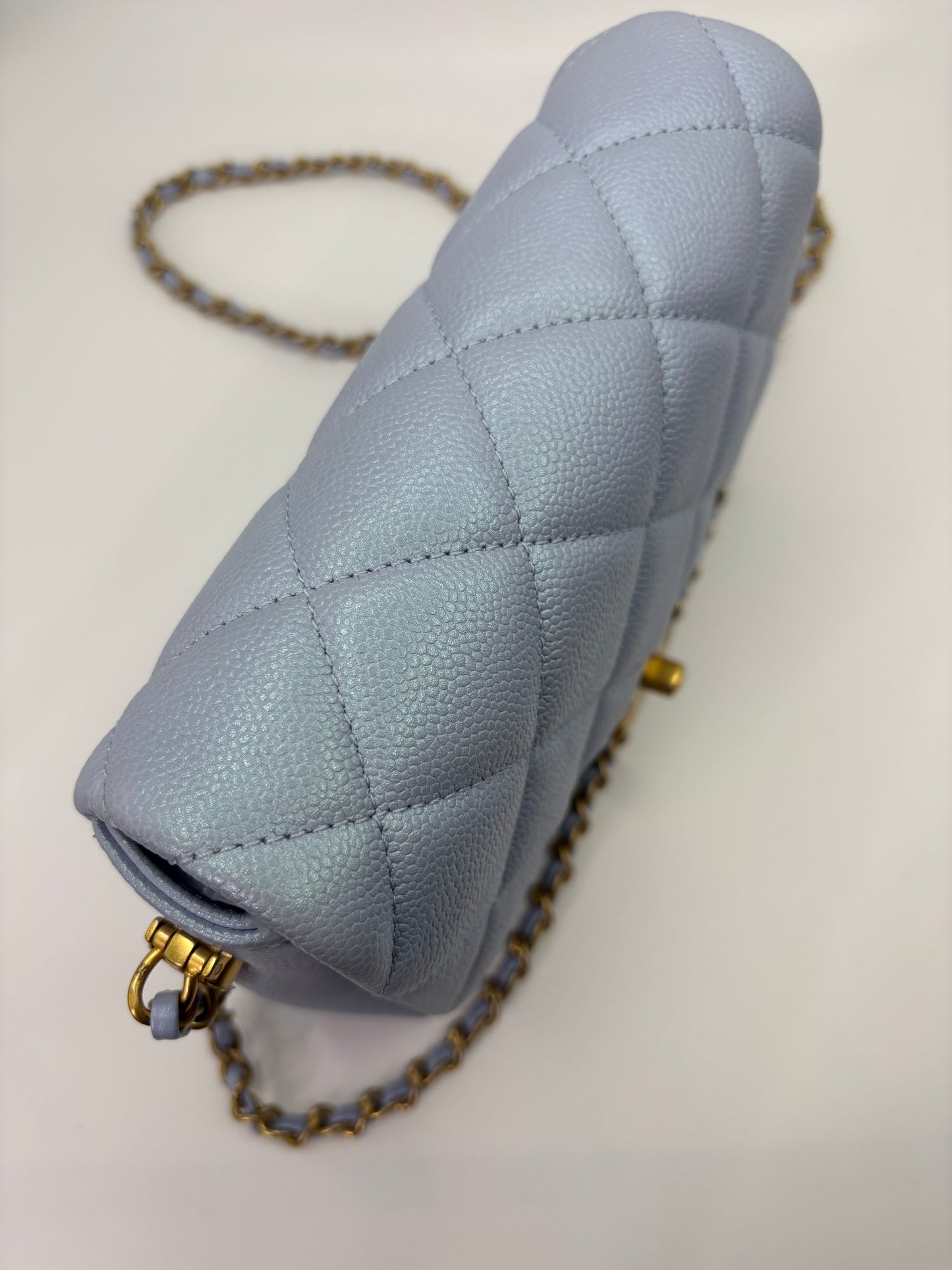 Chanel My Perfect Mini Flap in Blue caviar GHW-Microchip. Fullset w receipt.
