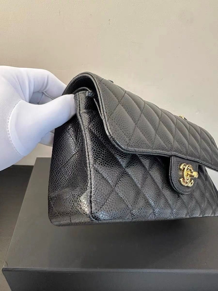 Chanel Classic flap small in black caviar GHW series 30, full set w receipt.