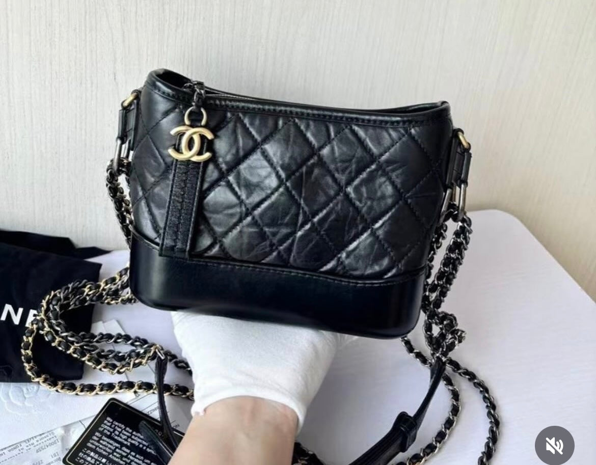 Chanel Gabrielle Hobo Small in Black Calfskin GHW - series 27 (2019)