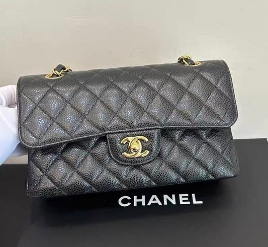 Chanel Classic flap small in black caviar GHW series 30, full set w receipt.
