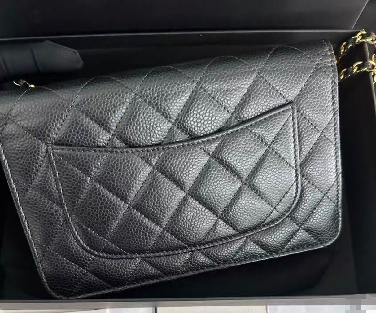 Brand New CHANEL Classic WOC in Black Caviar GHW - microchip