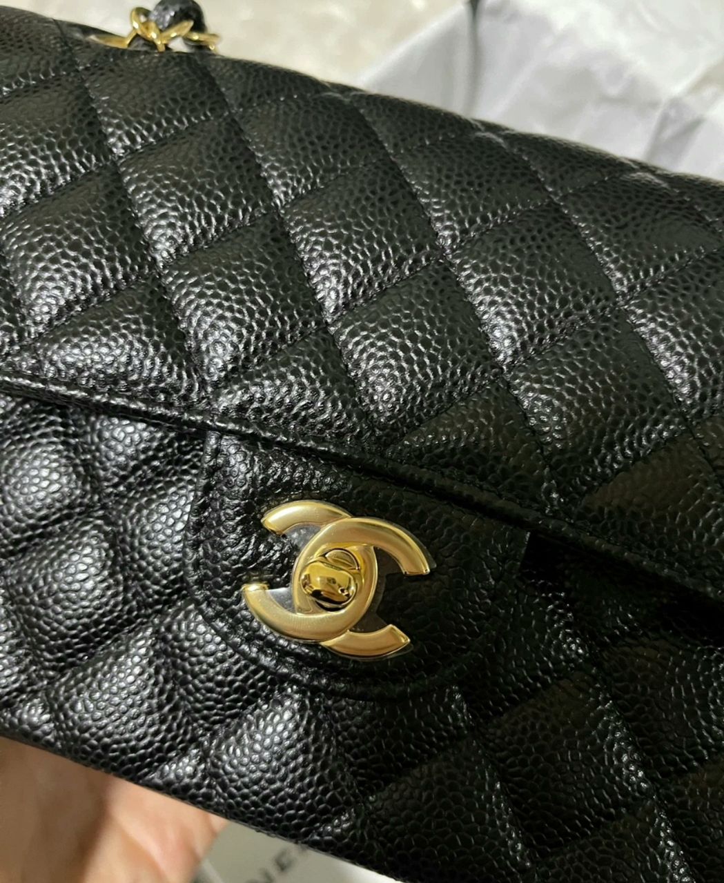 Chanel Classic flap small in caviar GHW microchip