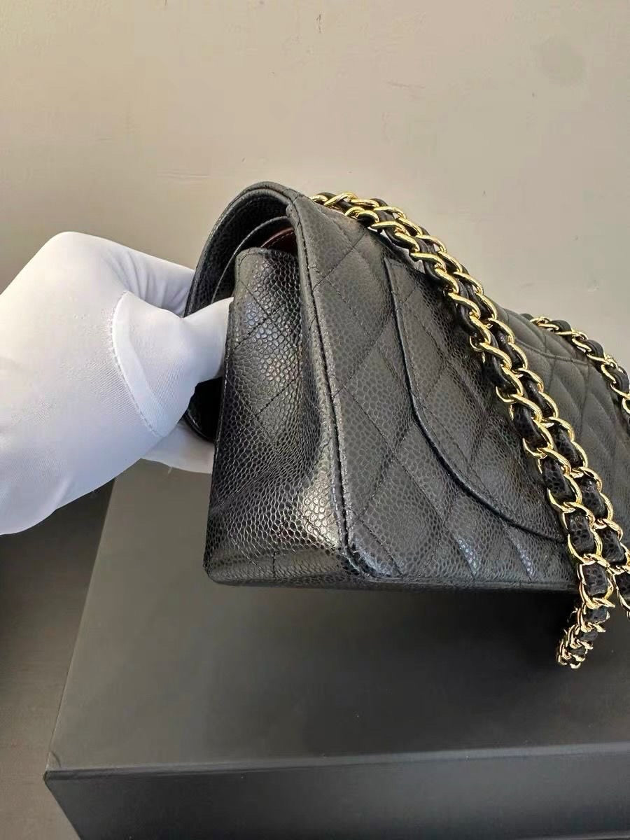 Chanel Classic flap small in black caviar GHW series 30, full set w receipt.
