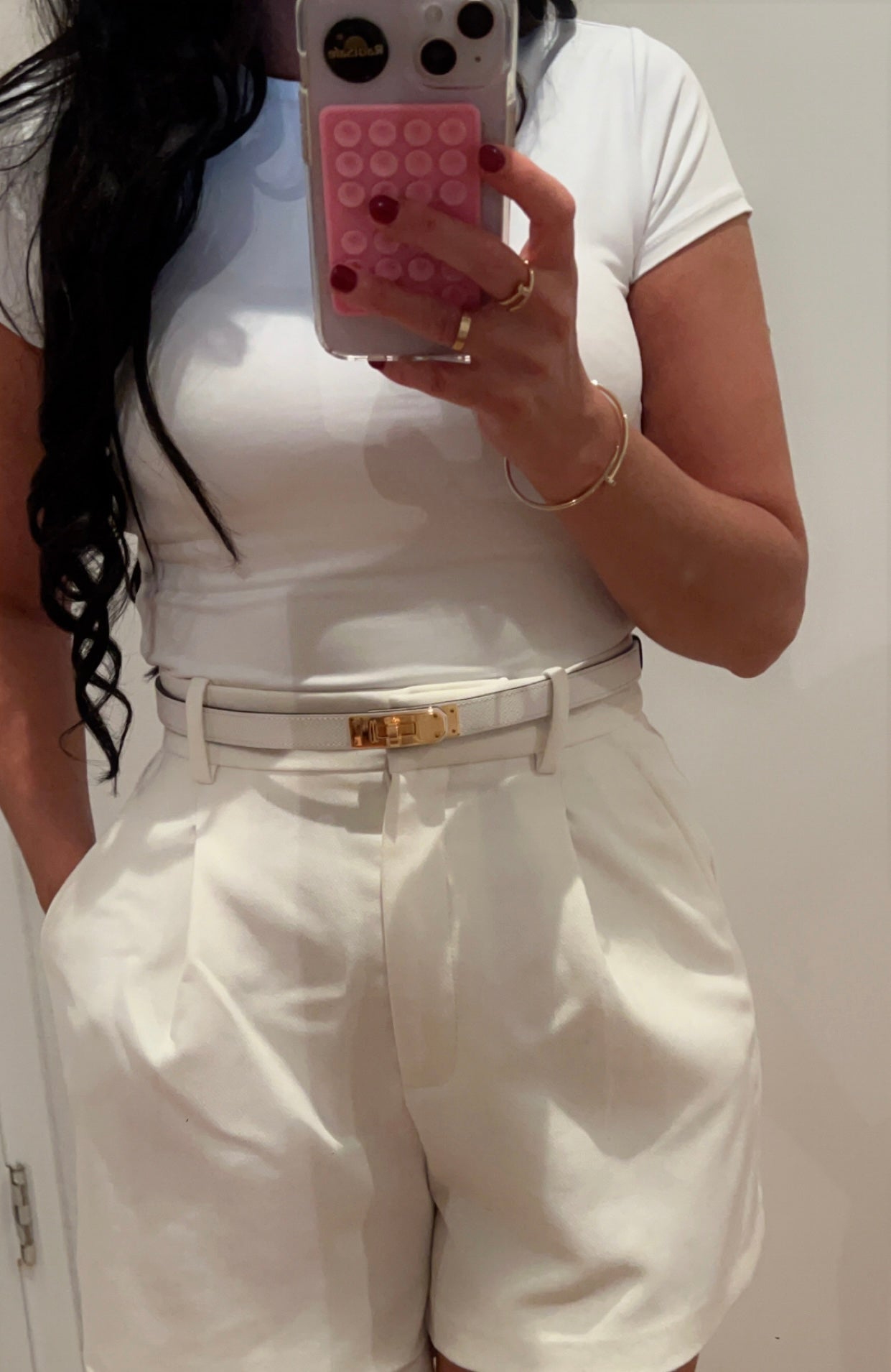 Hermes Kelly 18 Belt Blanc/Gold Epsom GHW Z Stamp (2021).