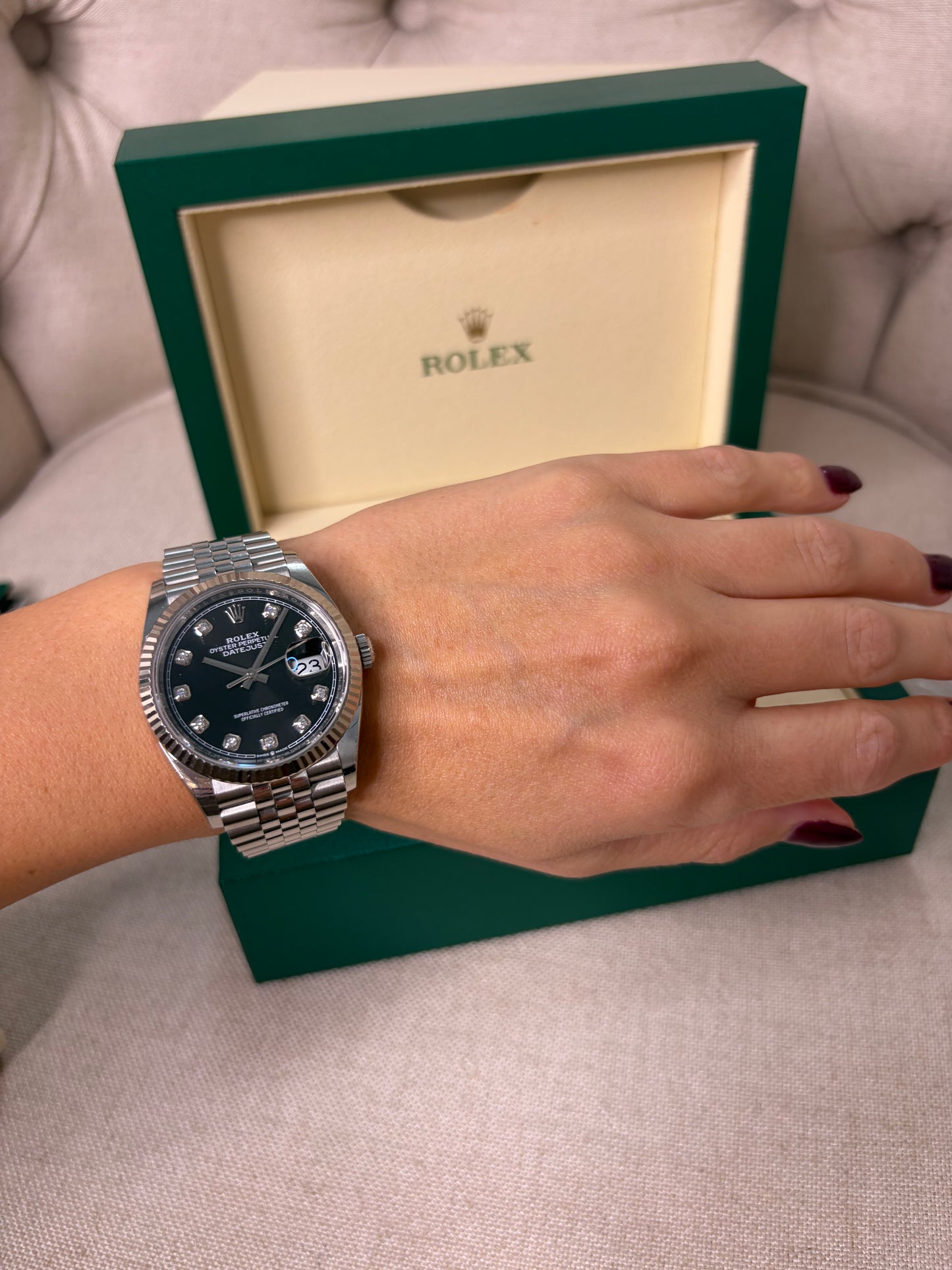 Women’s Rolex Datejust 36 Black Dial with Diamonds Oystersteel Jubilee -Year 2021