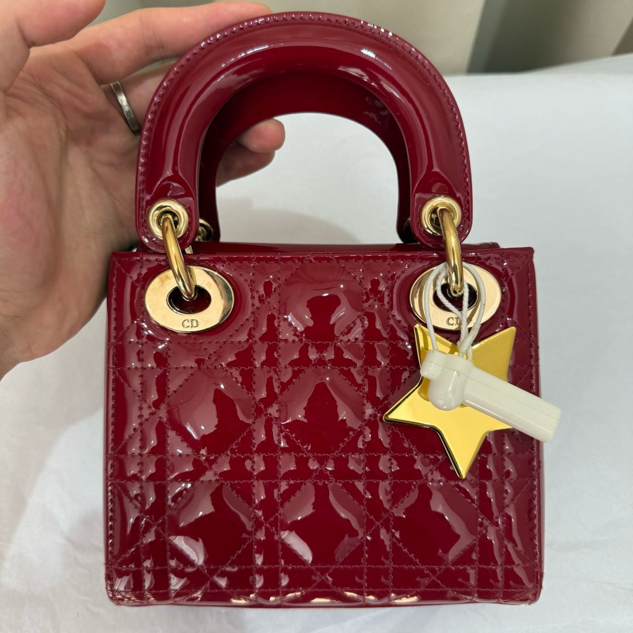 Lady Dior Mini in Red Patent Leather GHW- (year 2021)