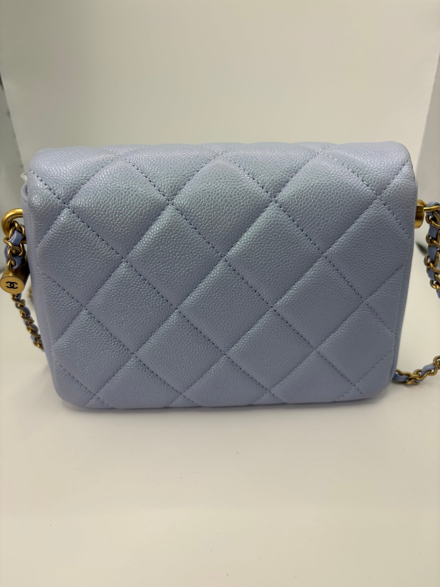 Chanel My Perfect Mini Flap in Blue caviar GHW-Microchip. Fullset w receipt.