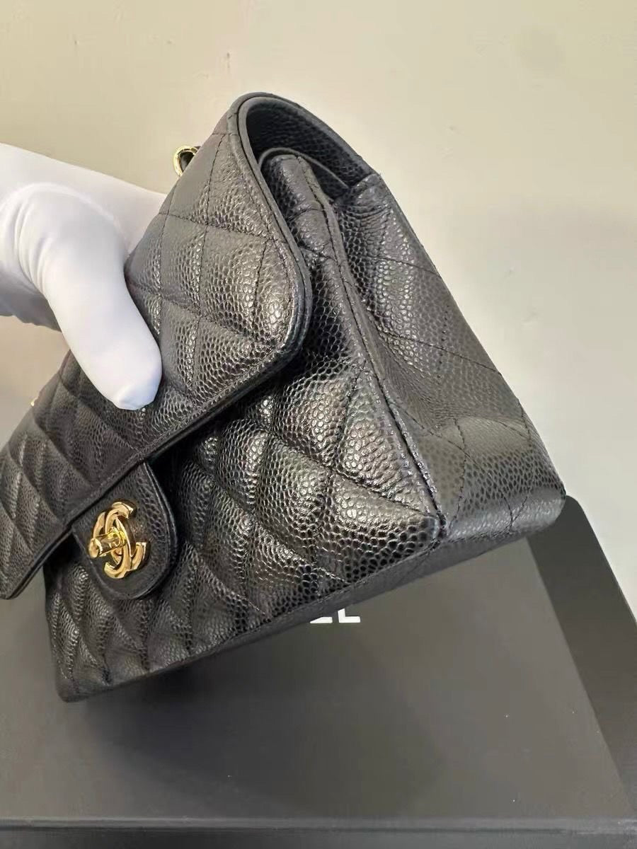 Chanel Classic flap small in black caviar GHW series 30, full set w receipt.
