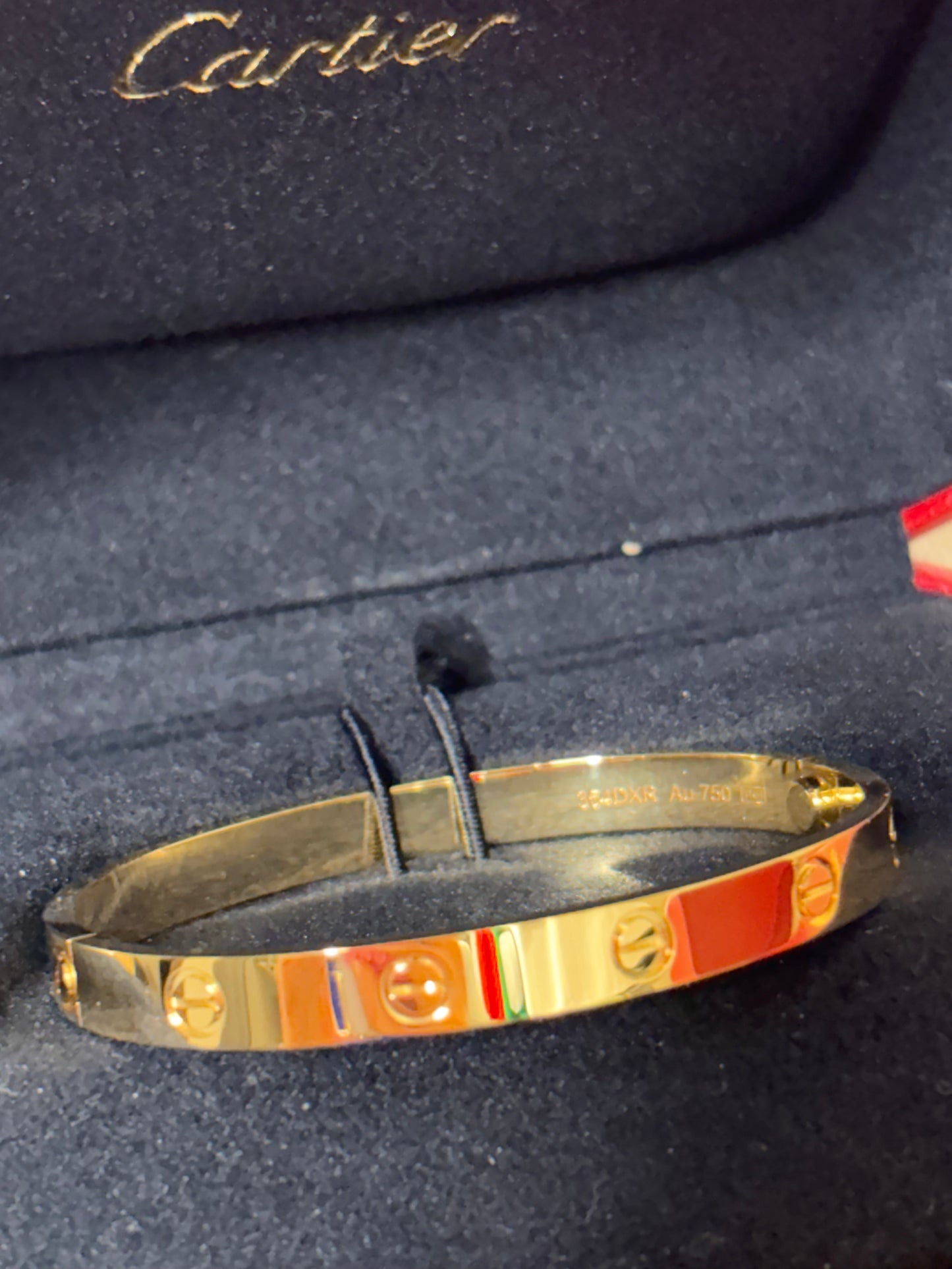 Cartier love bracelet Classic yellow gold size 17. full set w receipt year 2025