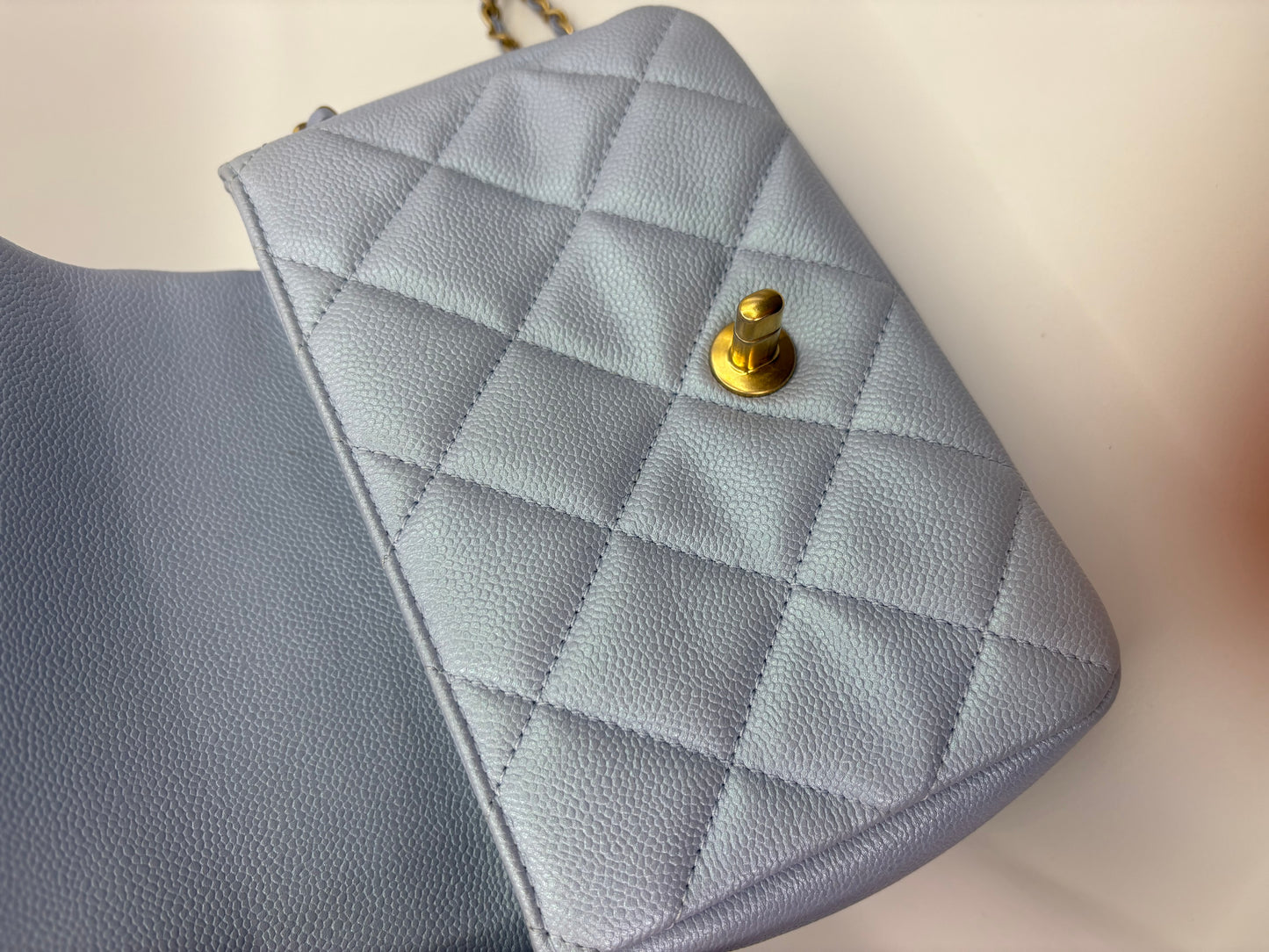Chanel My Perfect Mini Flap in Blue caviar GHW-Microchip. Fullset w receipt.