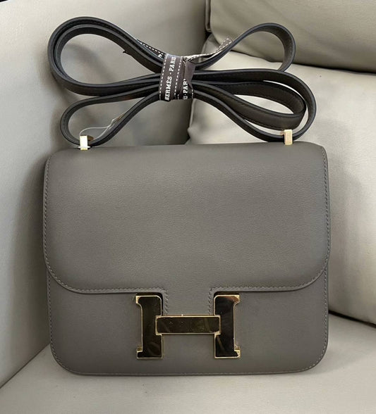 Hermes Mini Constance in Gris Etain Swift GHW - D stamp (2019)